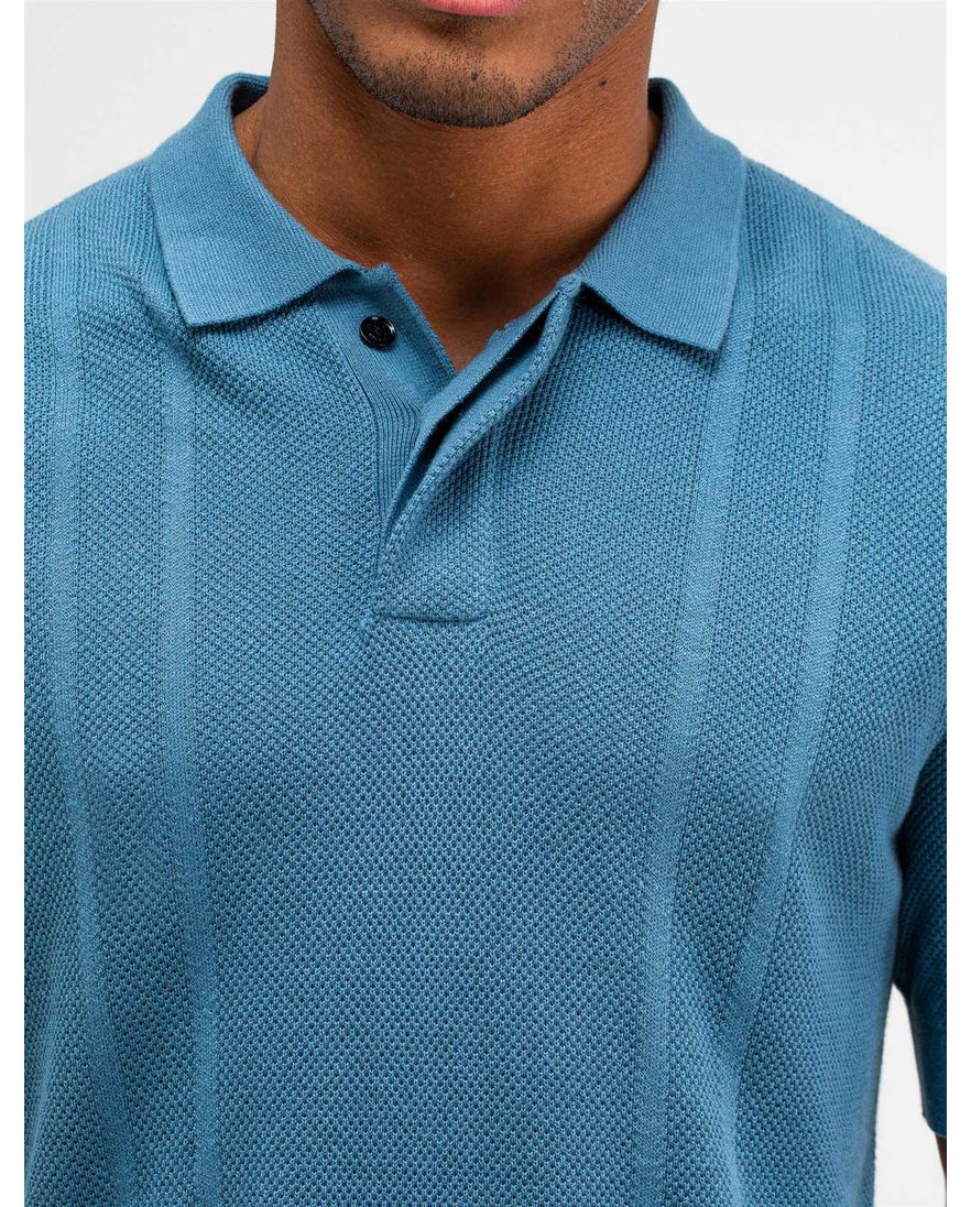 Butcher of Blue Ripley knit polo blauw katoen effen