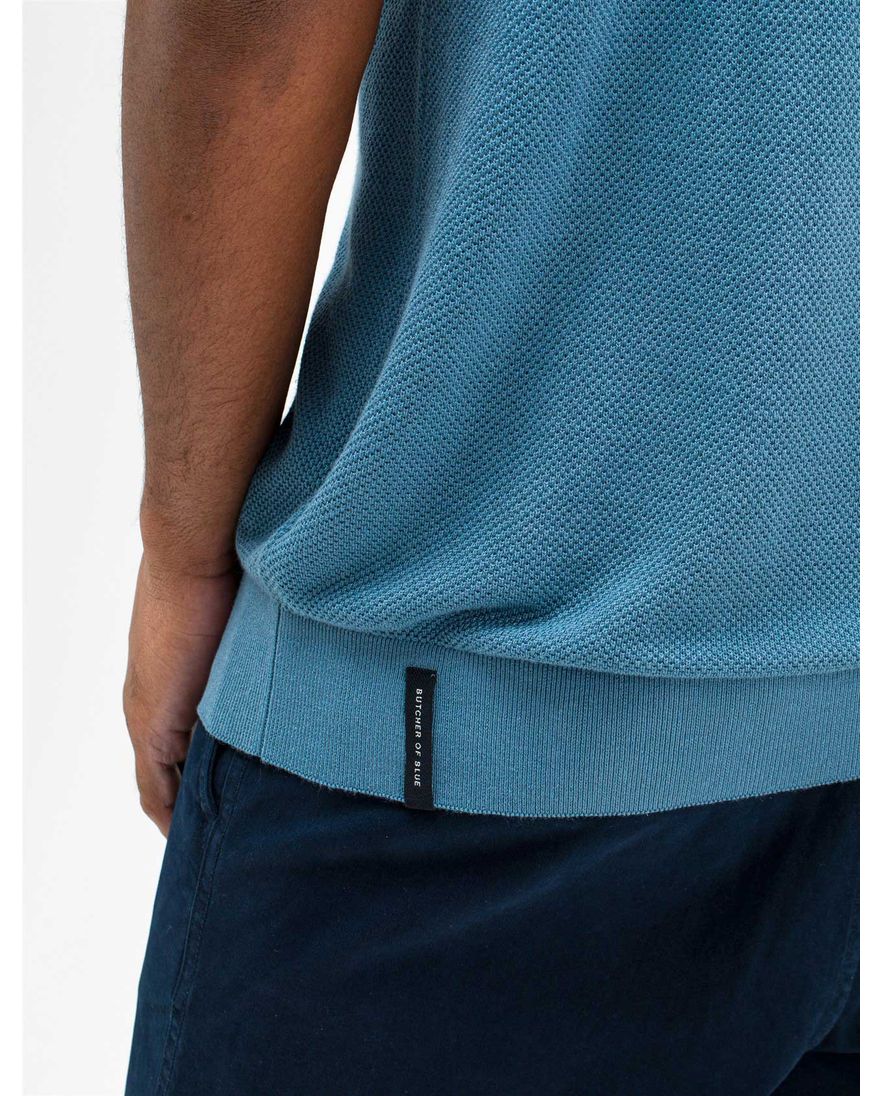 Butcher of Blue Ripley knit polo blauw katoen effen