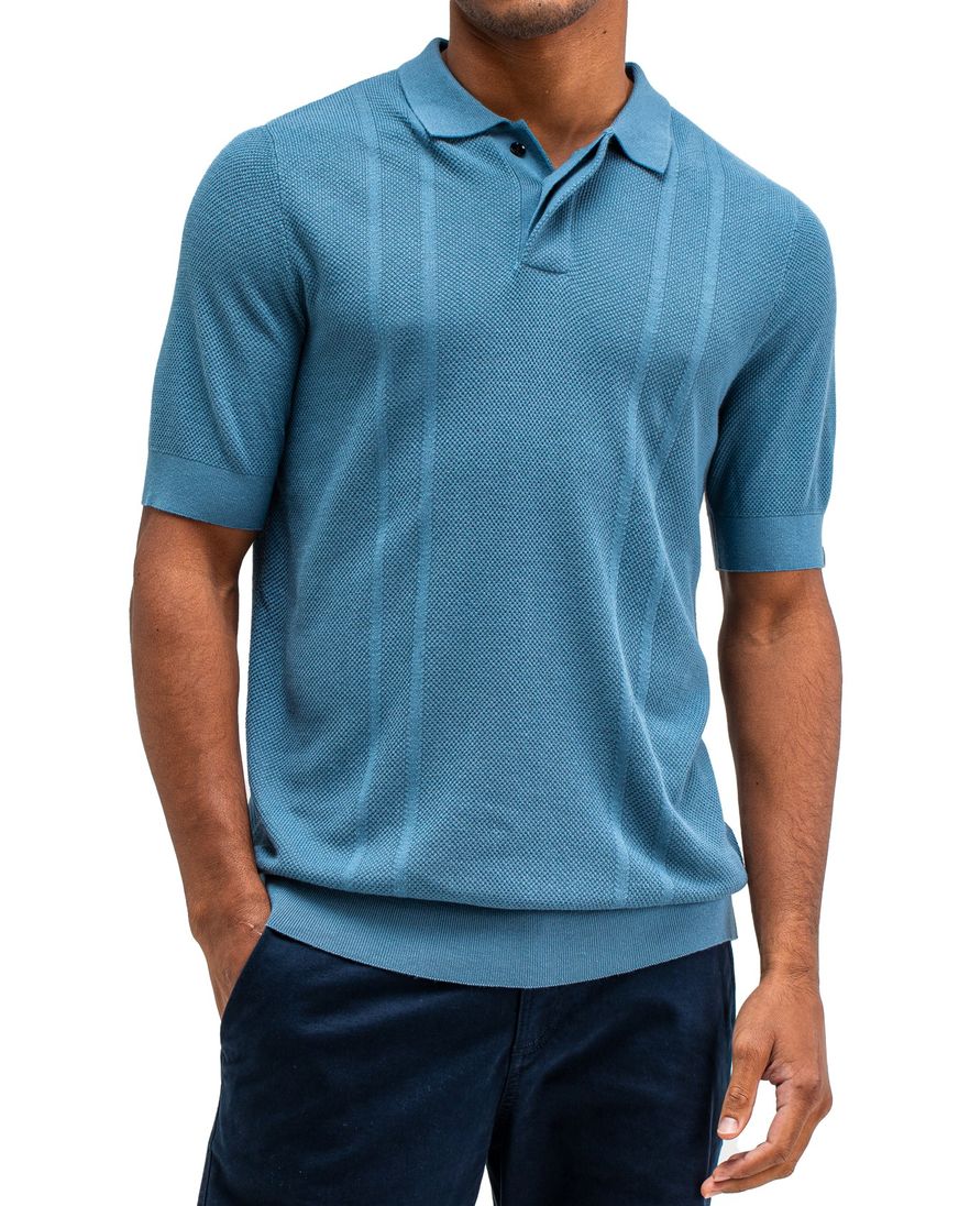 Butcher of Blue Ripley knit polo blauw katoen effen