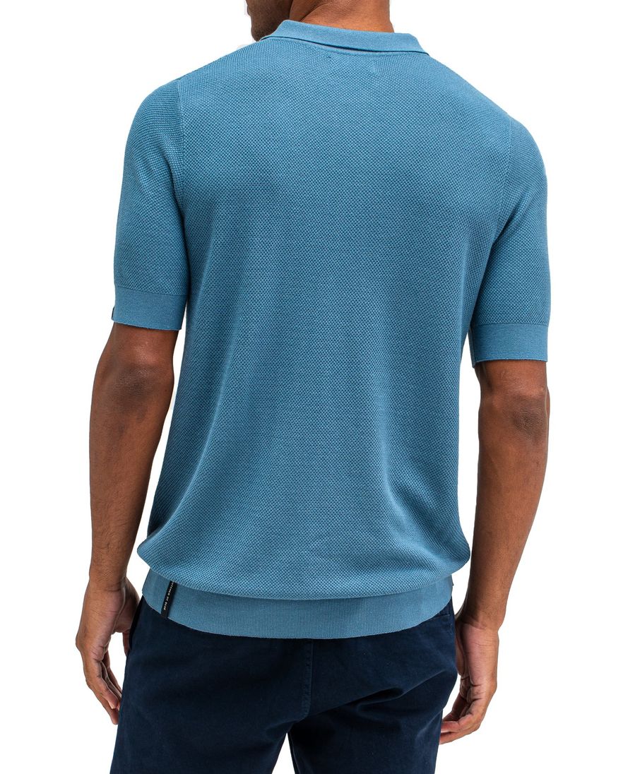 Butcher of Blue Ripley knit polo blauw katoen effen