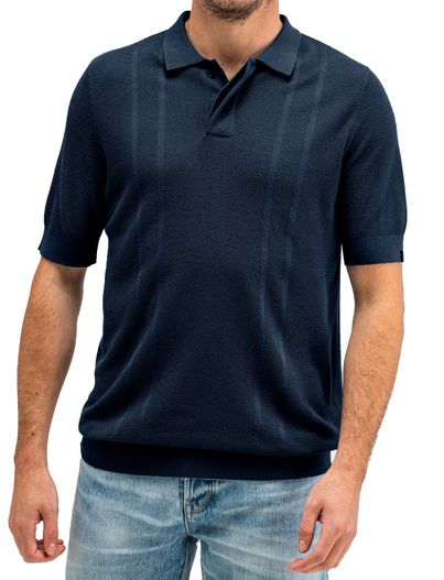 Butcher of Blue Butcher of Blue Ripley knit polo donkerblauw korte mouw