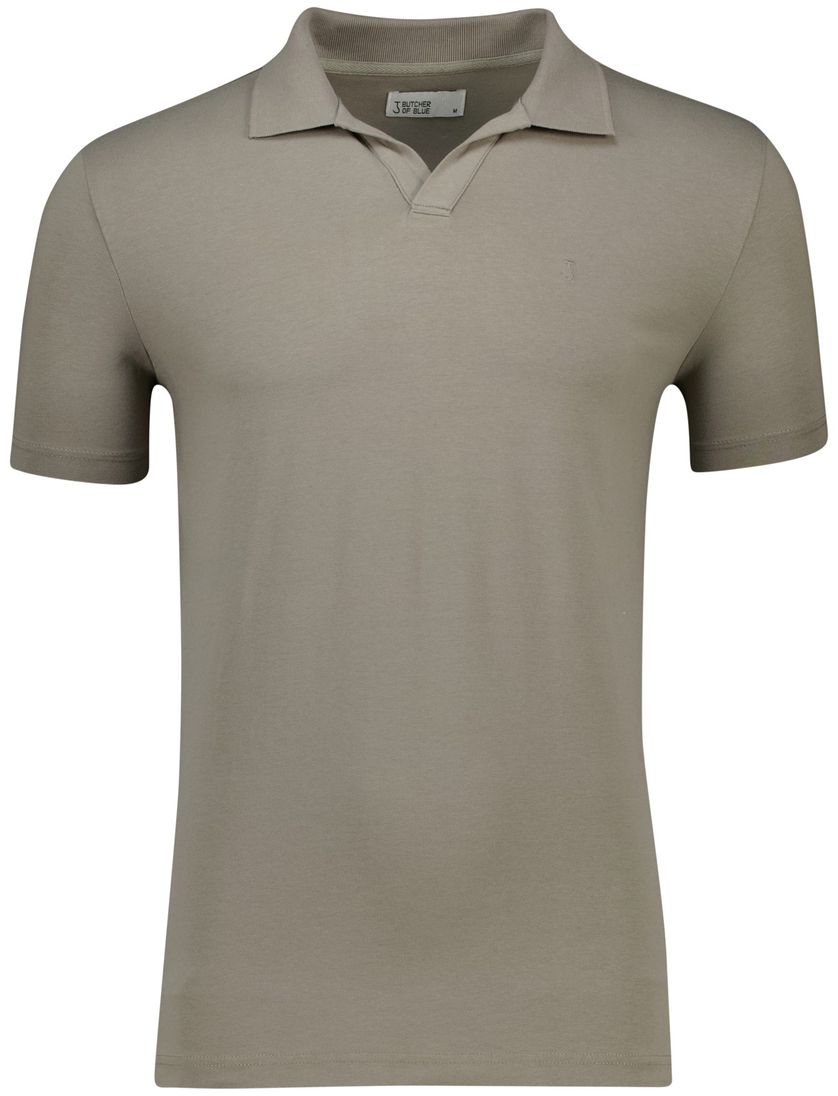 katoenen Butcher of Blue polo grijs effen jersey normale fit