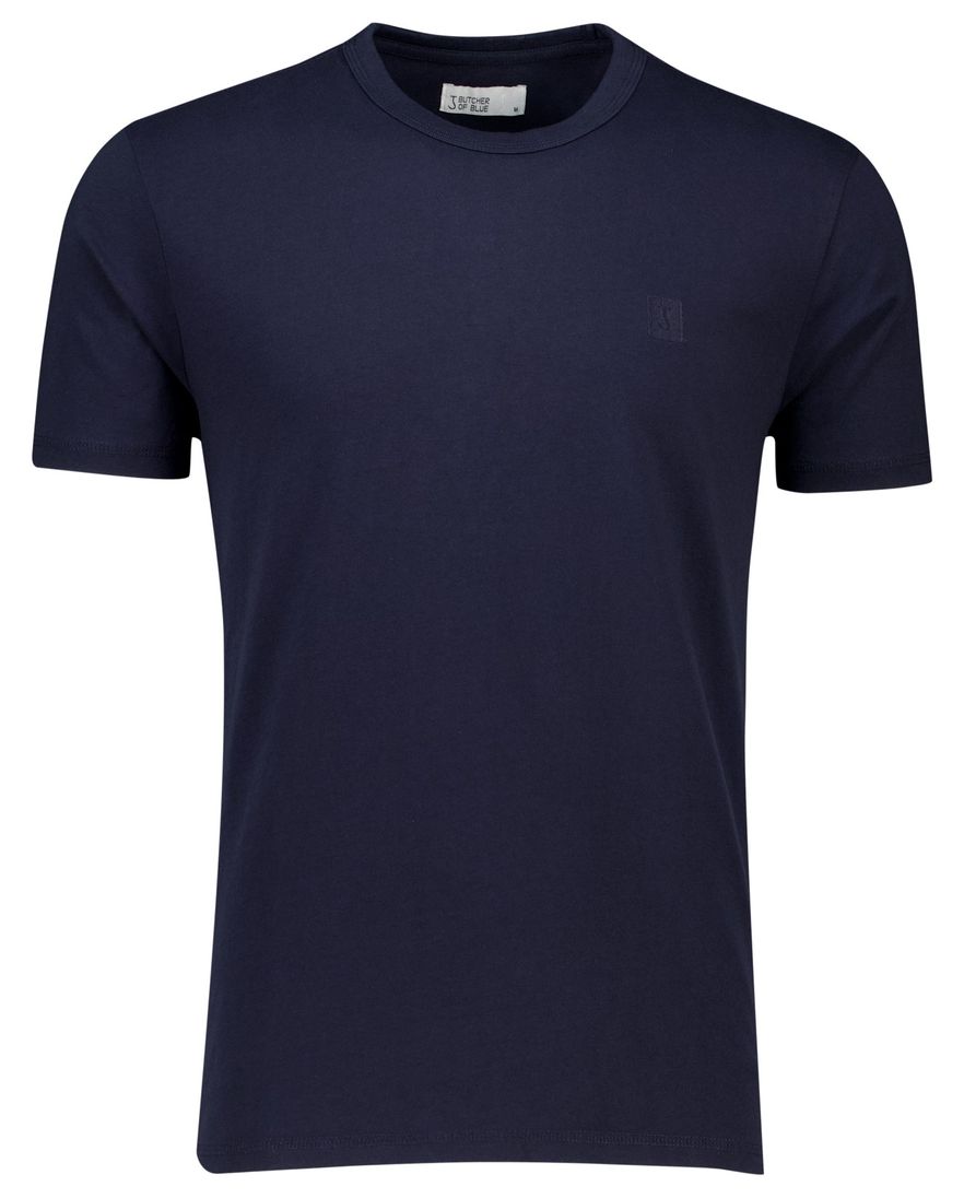 Butcher of Blue t-shirt donkerblauw effen katoen