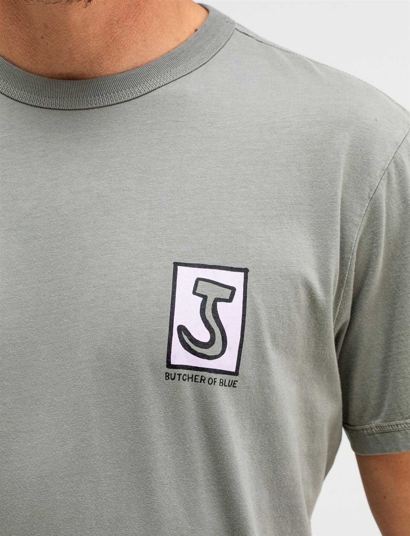 t-shirt Butcher of Blue grijs ronde hals katoen