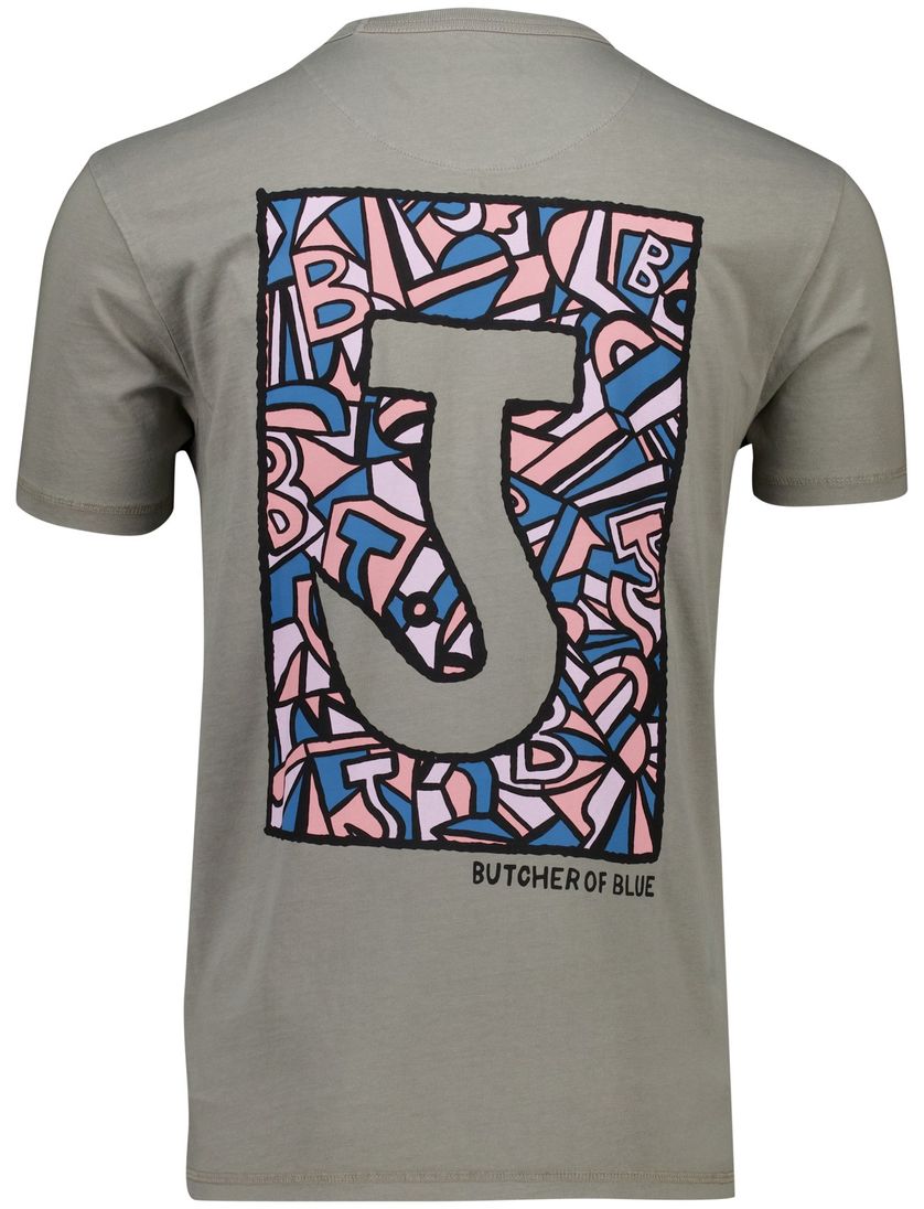t-shirt Butcher of Blue grijs ronde hals katoen