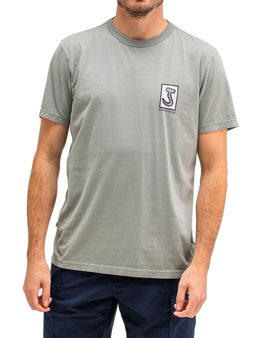 t-shirt Butcher of Blue grijs ronde hals katoen