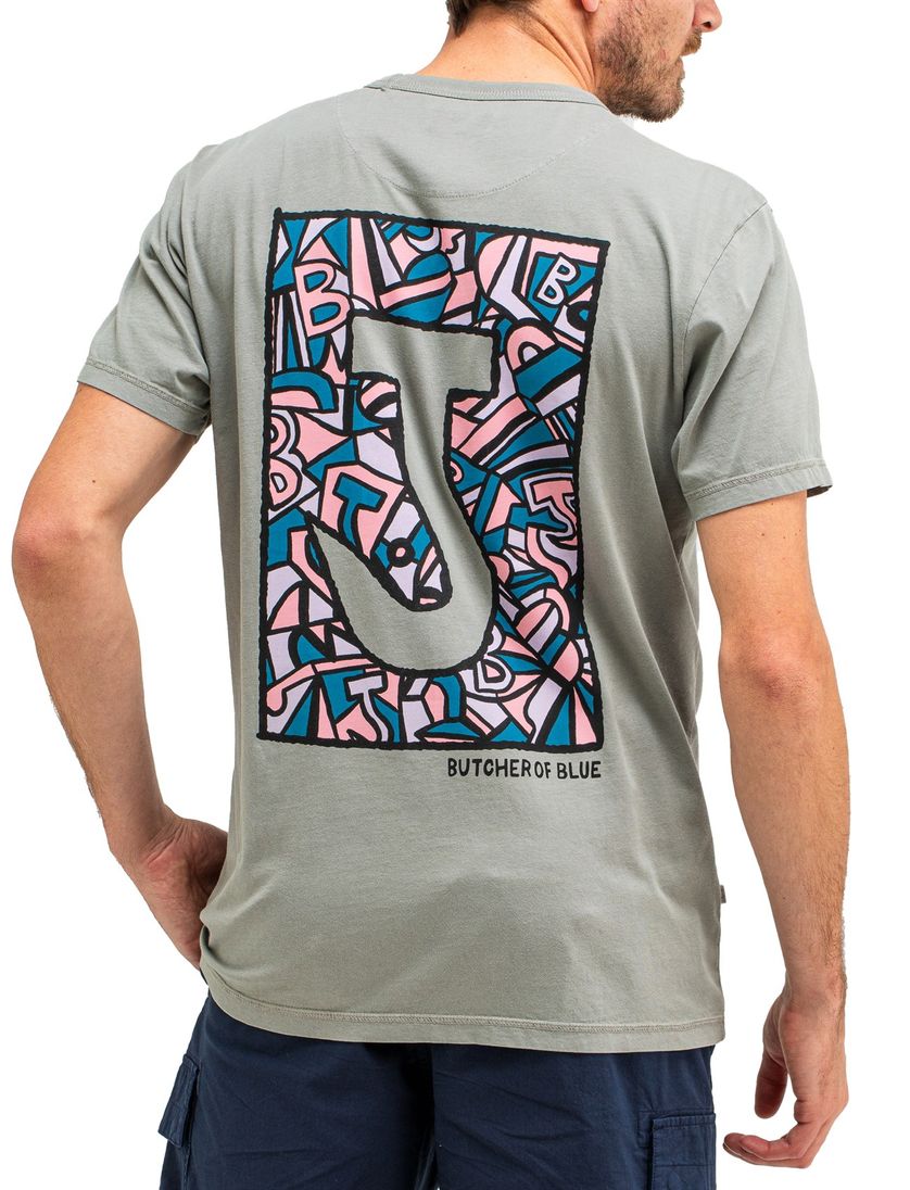 t-shirt Butcher of Blue grijs ronde hals katoen