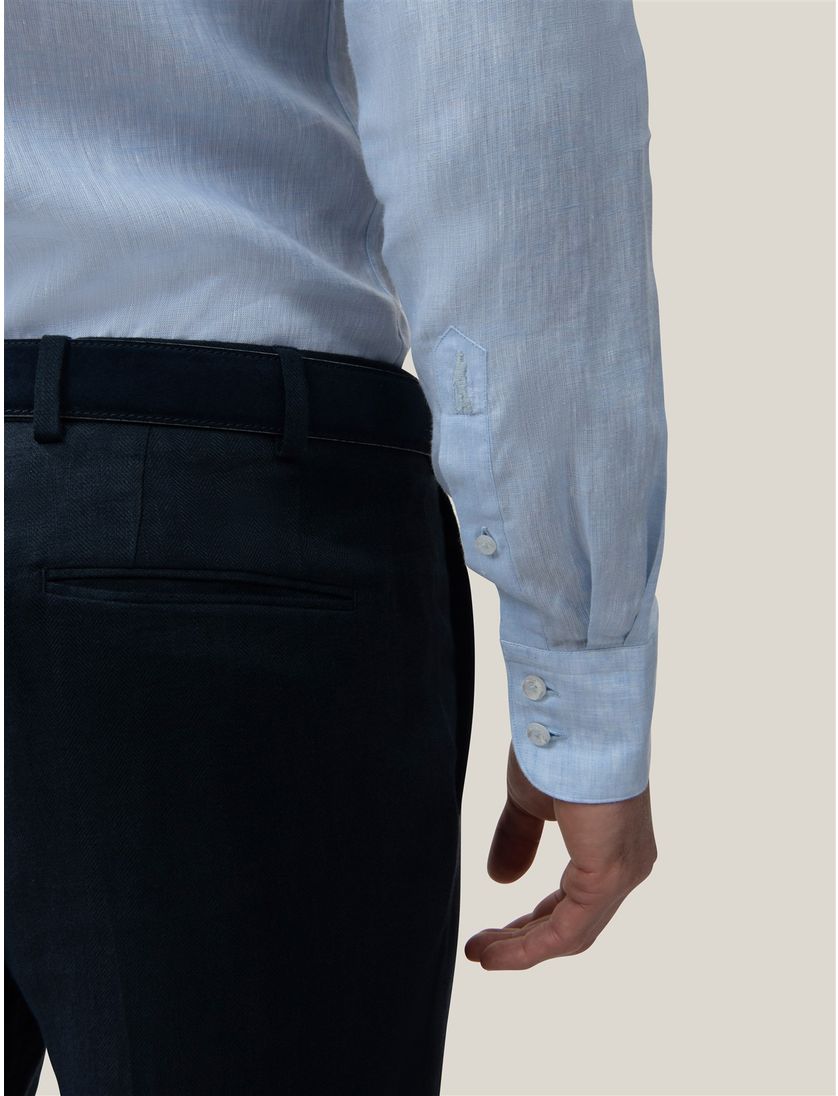 overhemd Cavallaro Firento lichtblauw linnen slim fit