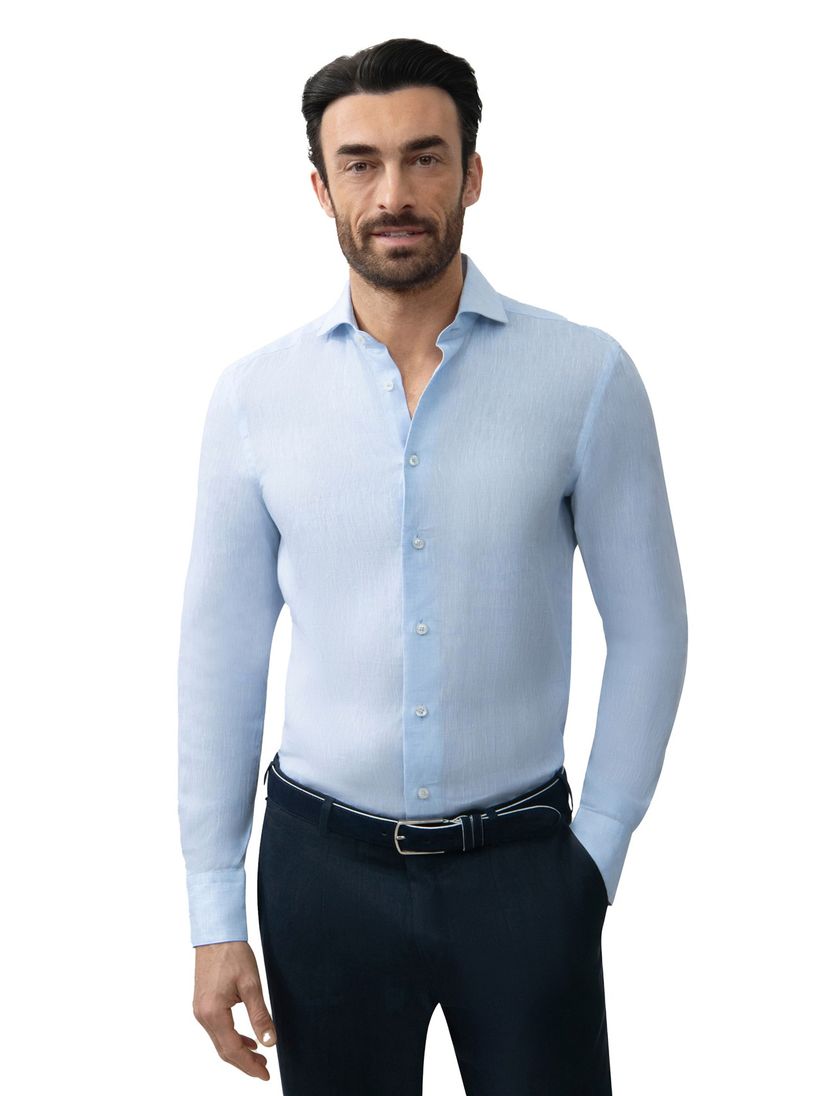 overhemd Cavallaro Firento lichtblauw linnen slim fit