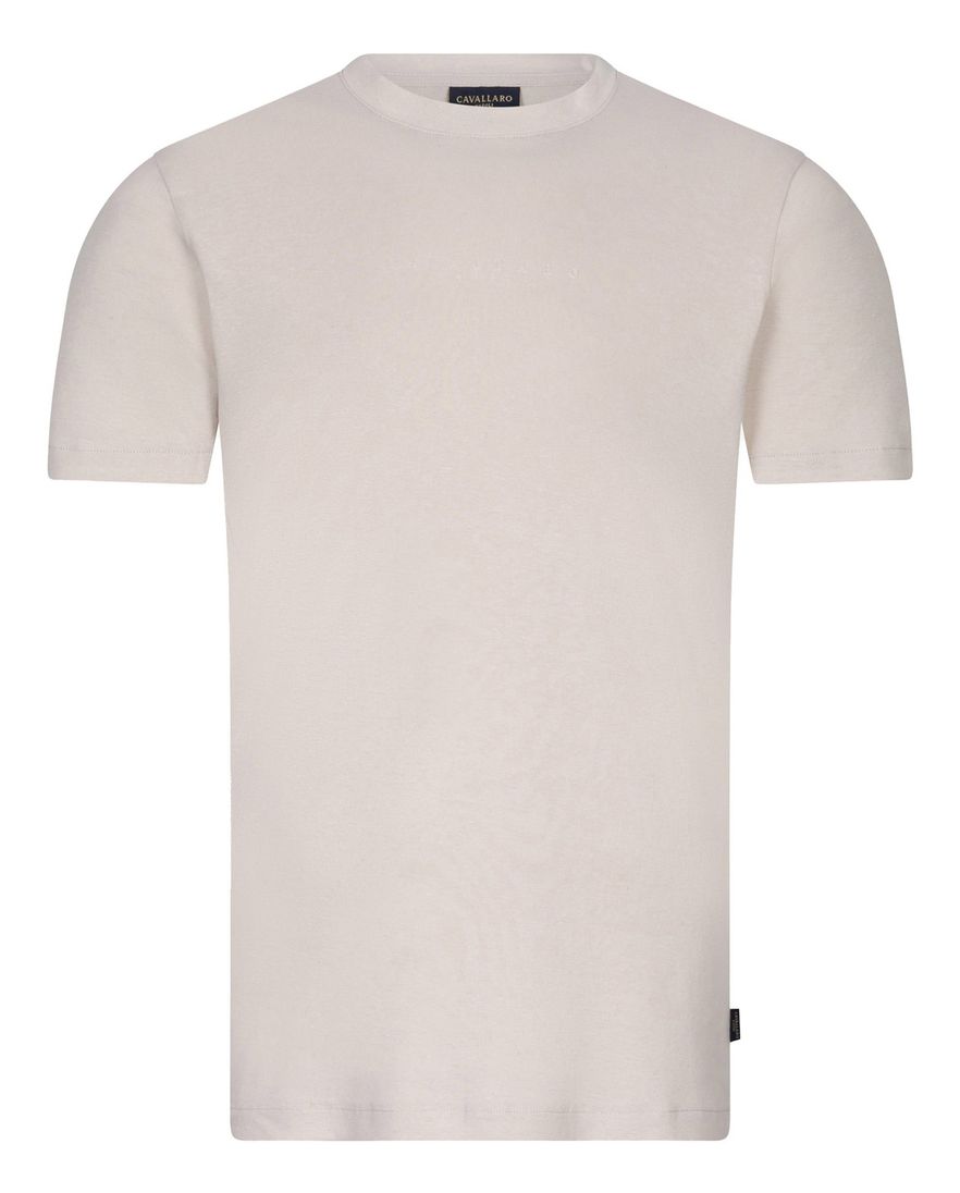 Cavallaro Bruno t-shirt beige effen slim fit katoen