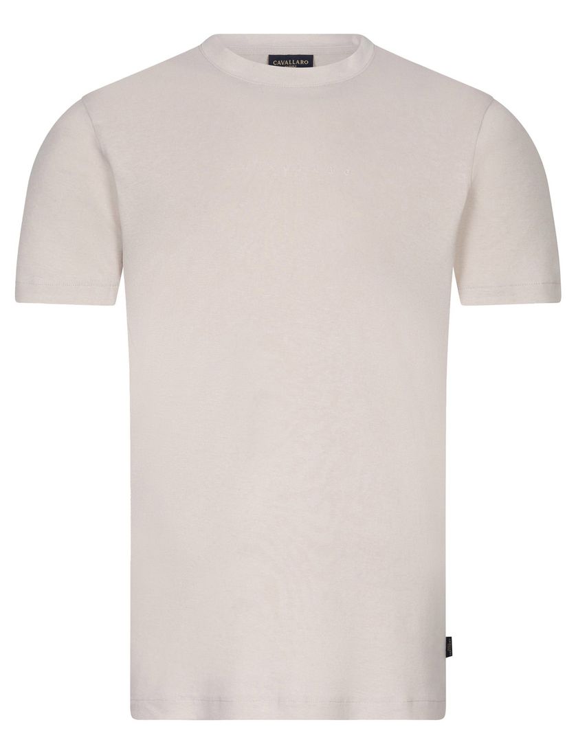 katoenen t-shirt Cavallaro Bruno beige effen slim fit