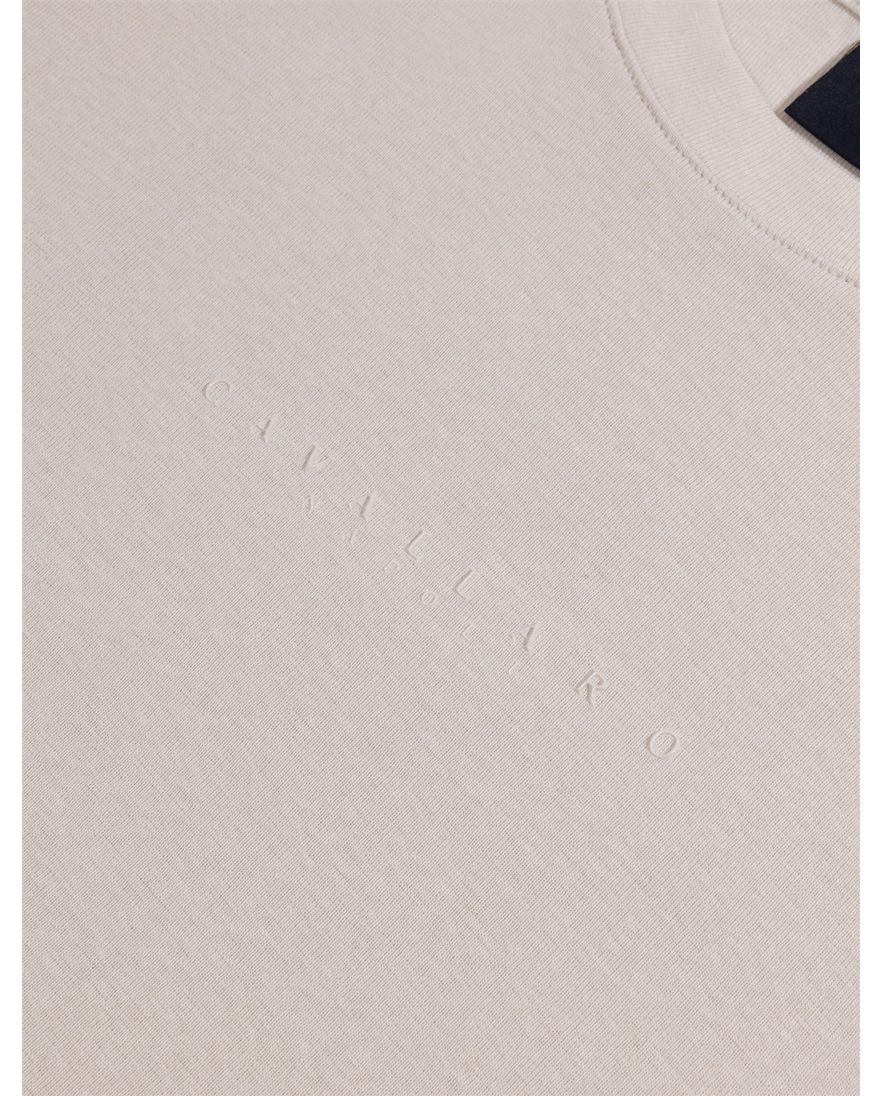 Cavallaro Bruno t-shirt beige effen slim fit katoen