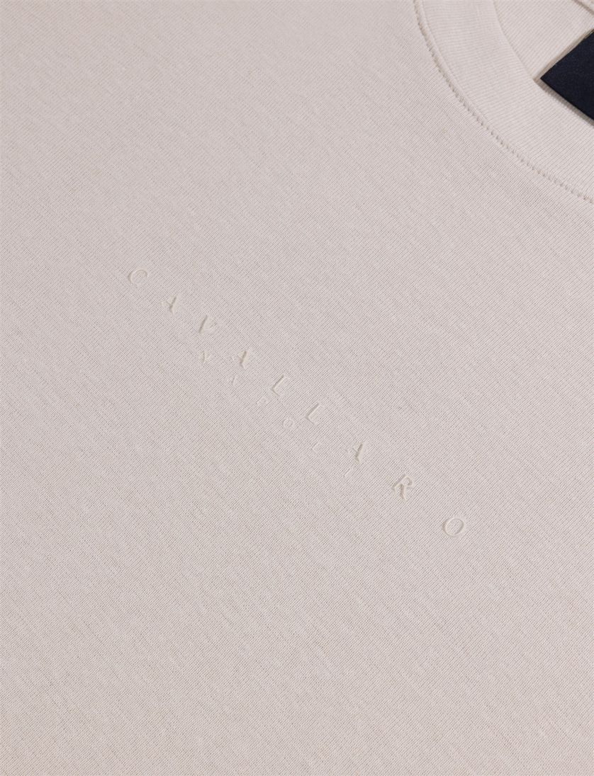 katoenen t-shirt Cavallaro Bruno beige effen slim fit