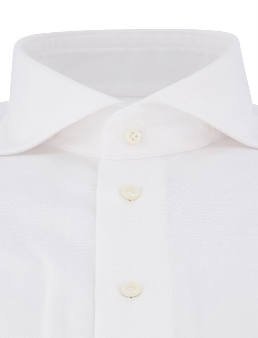 katoenen Profuomo mouwlengte 7 overhemd travel wit