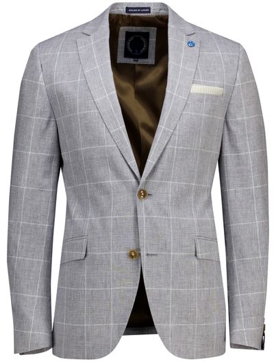 Scotland Blue Scotland Blue Grou jacket drop 7,5 colbert grijs linnen geruit