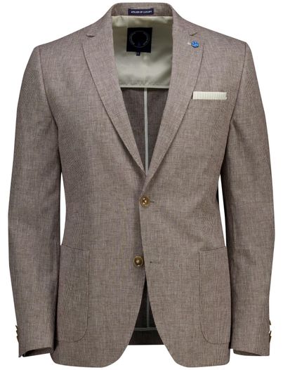 Scotland Blue Scotland Blue half jacket drop 7,5 colbert bruin linnen