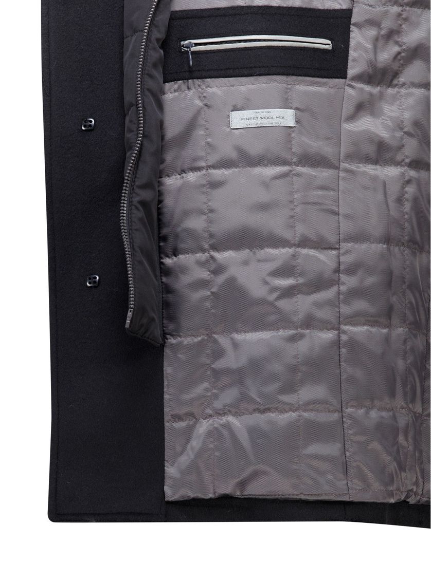 Pierre Cardin winterjas zwart PC-Colyn zonder capuchon