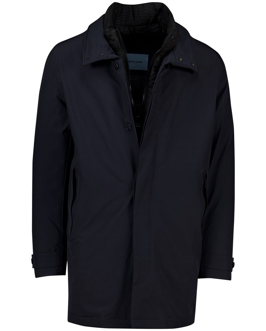 Pierre Cardin Winterjas navy Modern Fit hoge hals polyamide