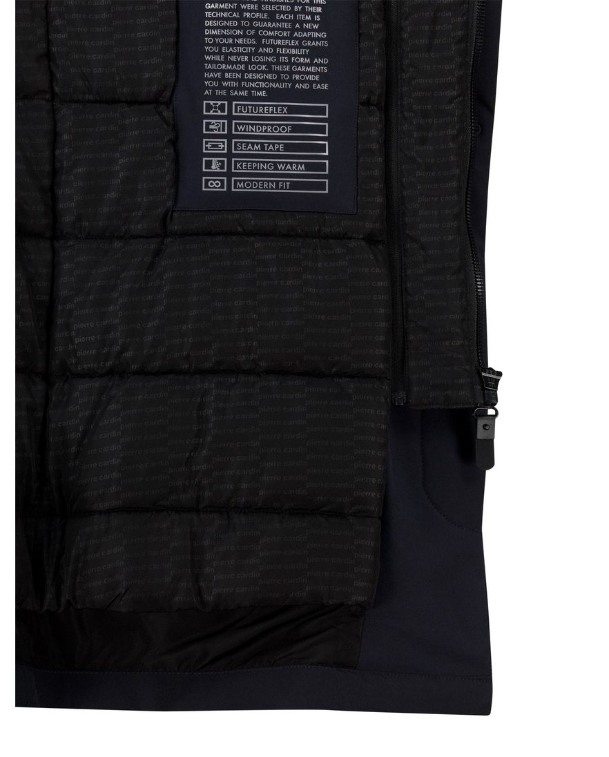 Pierre Cardin Winterjas navy Modern Fit hoge hals polyamide