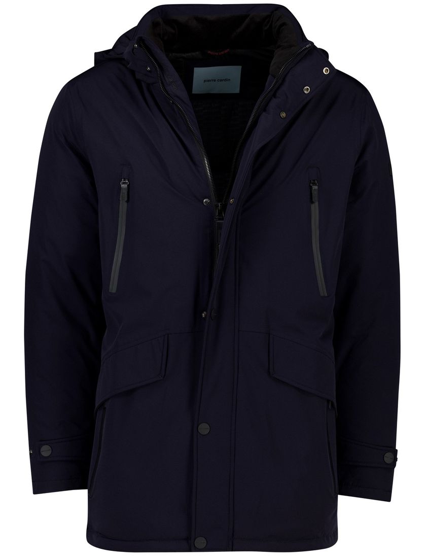 Pierre Cardin winterjas navy zakken effen polyamide