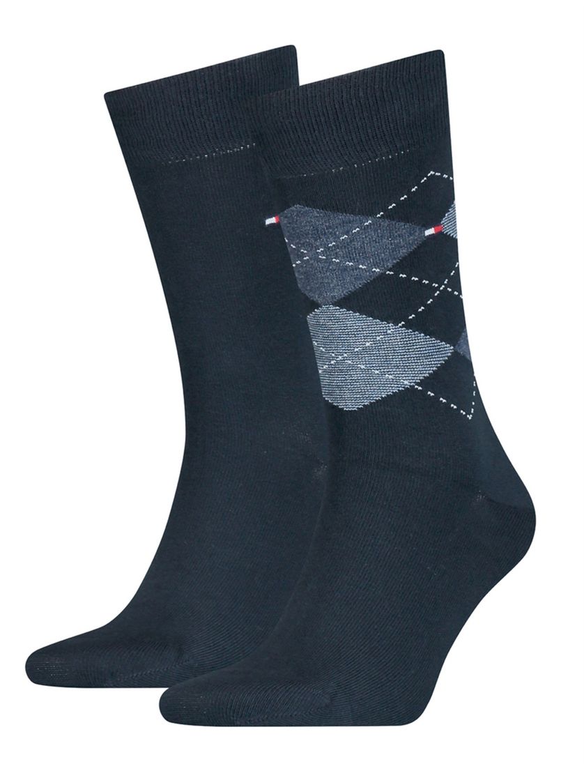 Tommy Hilfiger sokken 2-pack donkerblauw geruit