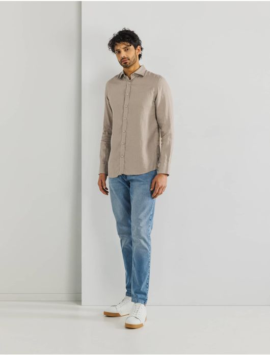 State of Art overhemd bruin effen