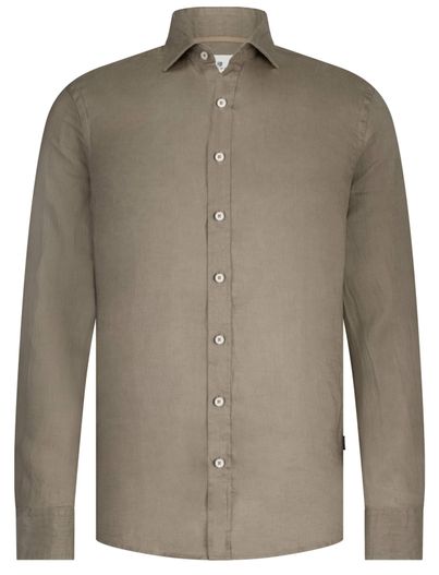 State of Art State of Art overhemd bruin effen