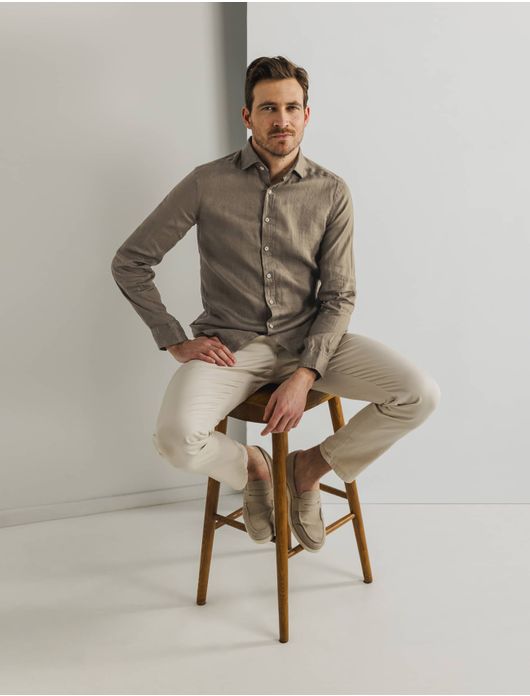 State of Art overhemd bruin effen