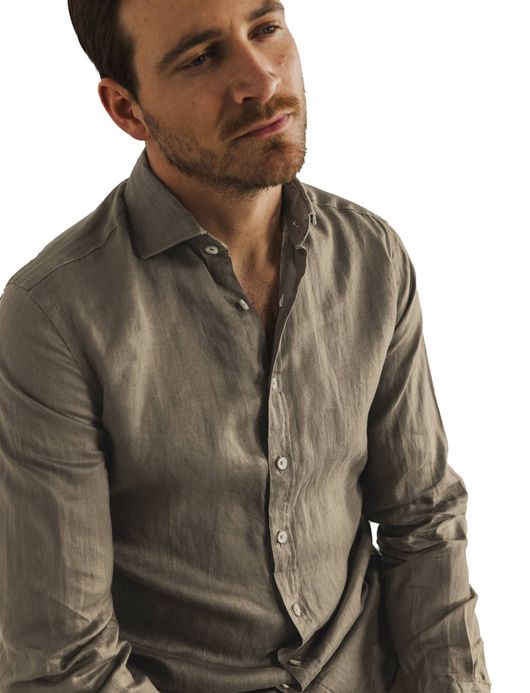 State of Art overhemd bruin effen