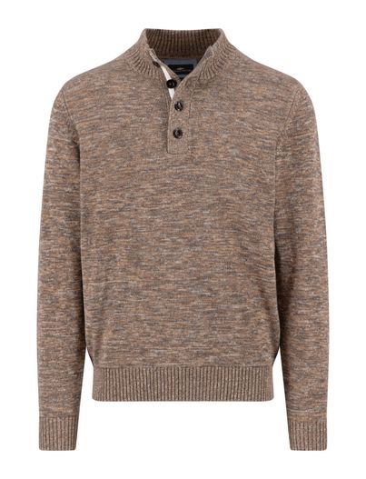 Fynch Hatton Fynch Hatton Buttoned Troyer trui bruin gemeleerd