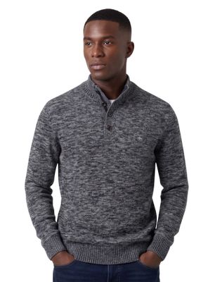 Fynch Hatton Fynch Hatton Buttoned Troyer trui grijs gemeleerd