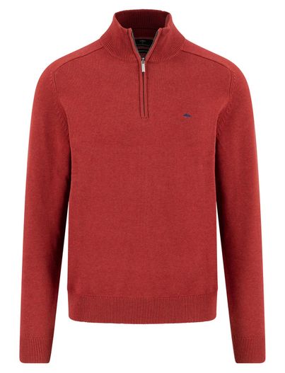 Fynch Hatton Fynch Hatton Troyer-zip rood katoen effen
