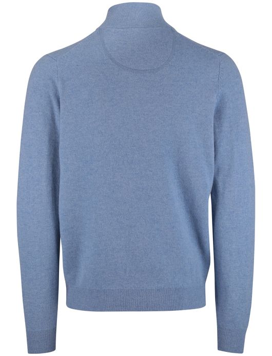 Fynch Hatton half zip blauw lamswol normale fit