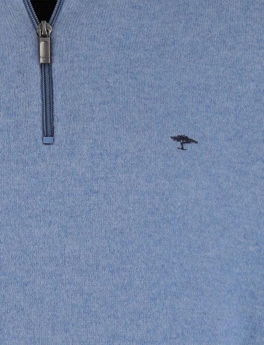 Fynch Hatton half zip blauw lamswol normale fit