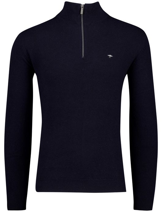 Fynch Hatton Half Zip navy 100% lamswol