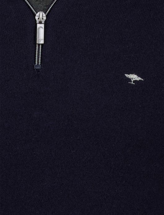 Fynch Hatton Half Zip navy 100% lamswol