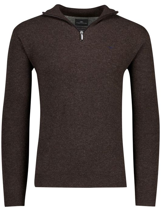 Flynch Hatton Trui Half zip bruin lamswol