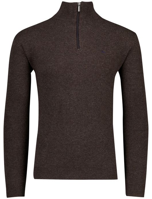 Flynch Hatton Trui Half zip bruin lamswol
