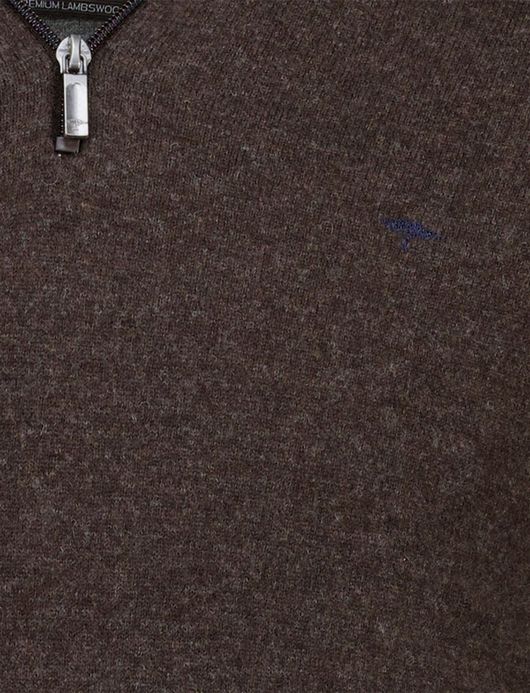 Flynch Hatton Trui Half zip bruin 100% lamswol
