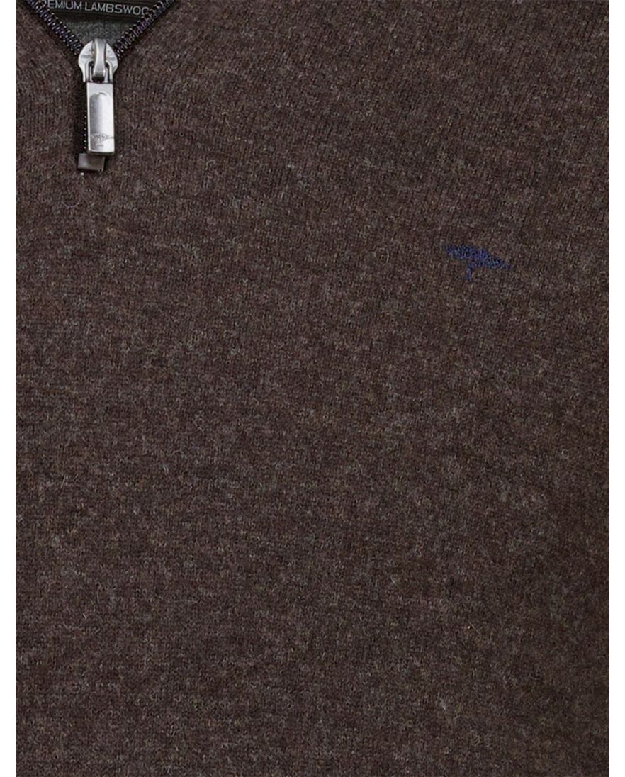 Flynch Hatton Trui Half zip bruin 100% lamswol