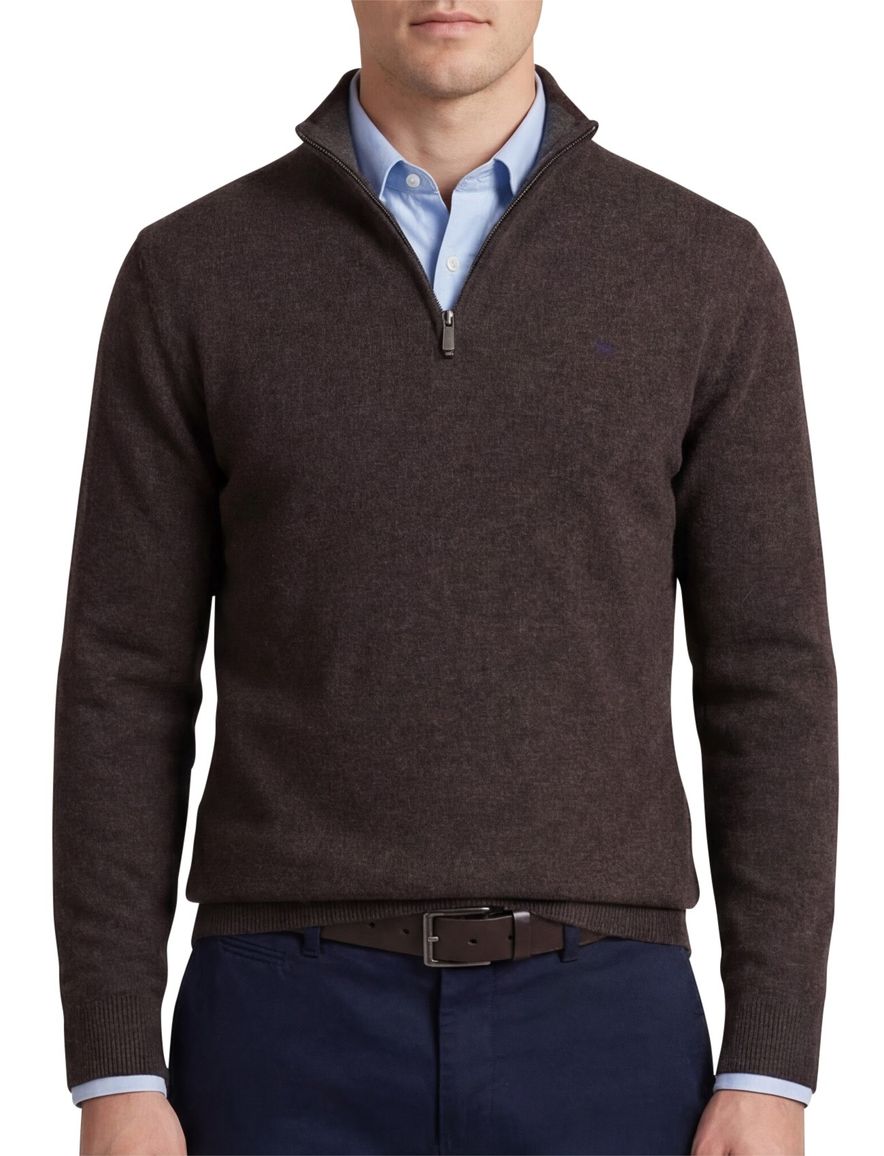 Flynch Hatton Trui Half zip bruin 100% lamswol