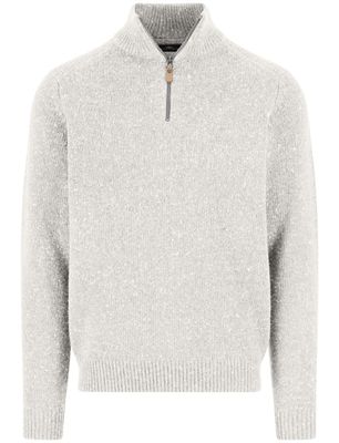 Fynch Hatton Fynch-Hatton trui half zip  lichtgrijs