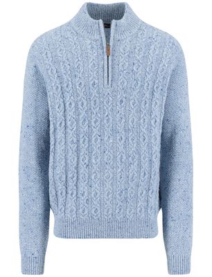 Fynch Hatton Fynch-Hatton trui half zip  lichtblauw