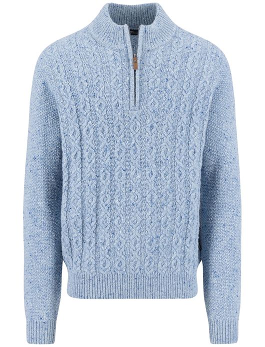 Fynch-Hatton trui half zip lichtblauw
