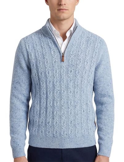 Fynch Hatton Fynch-Hatton trui half zip lichtblauw