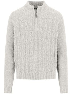 Fynch Hatton Fynch-Hatton trui half zip lichtgrijs