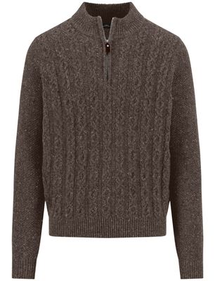 Fynch Hatton Fynch-Hatton trui half zip bruin
