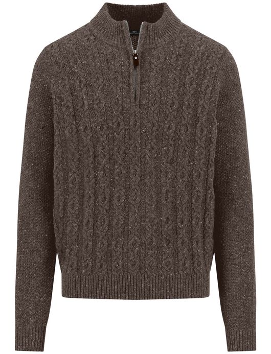 Fynch-Hatton trui half zip bruin