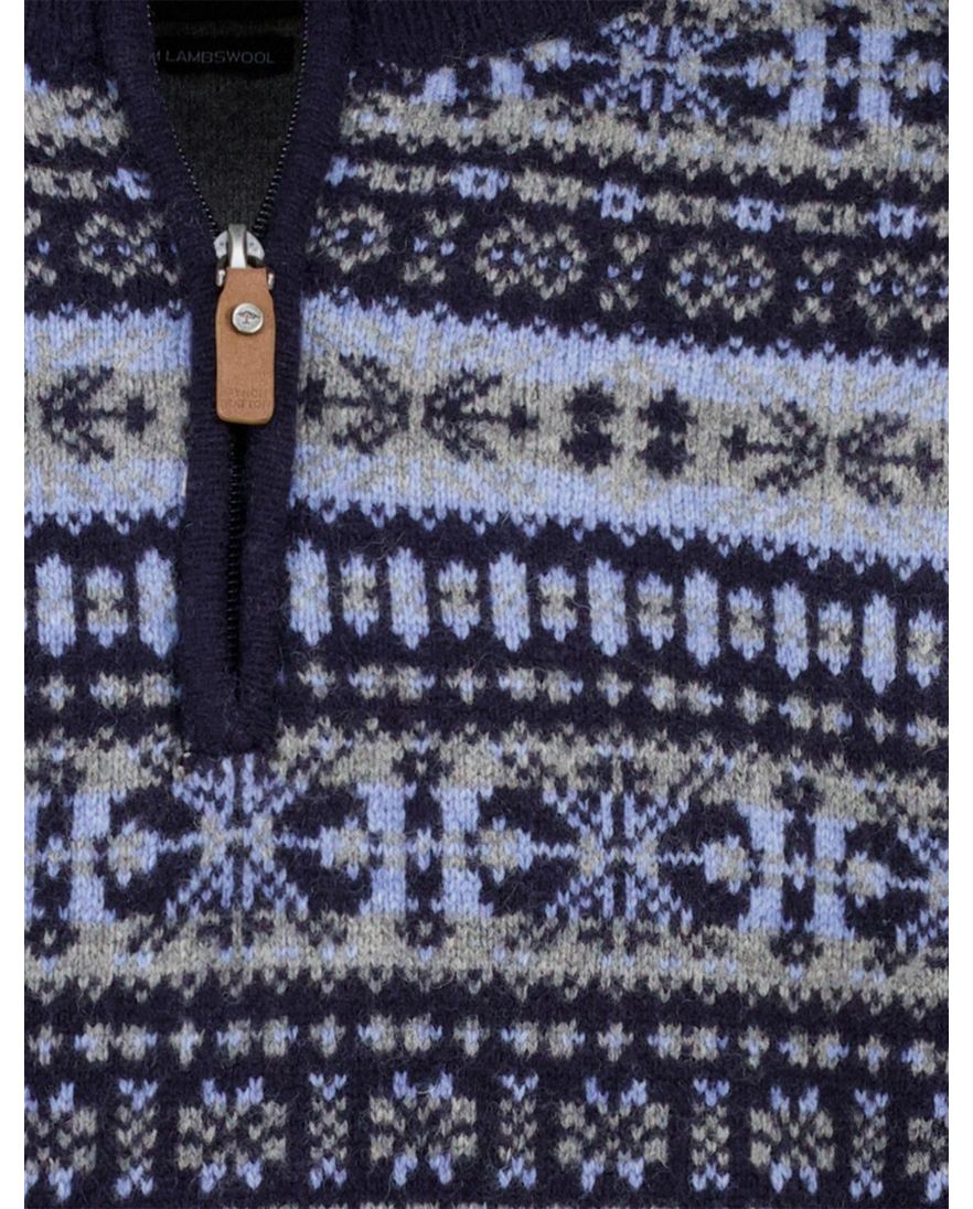 Fynch Hatton Trui blauw patroon gebreid lamswol