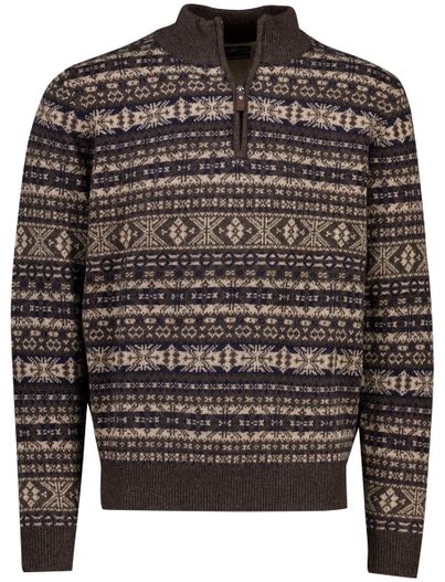 Fynch Hatton Fynch Hatton Half zip bruin patroon gebreid